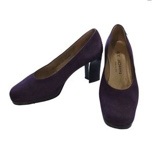 St. John Women's Size 5.5 Pump Heels Plum Purple Suede Made in Italy